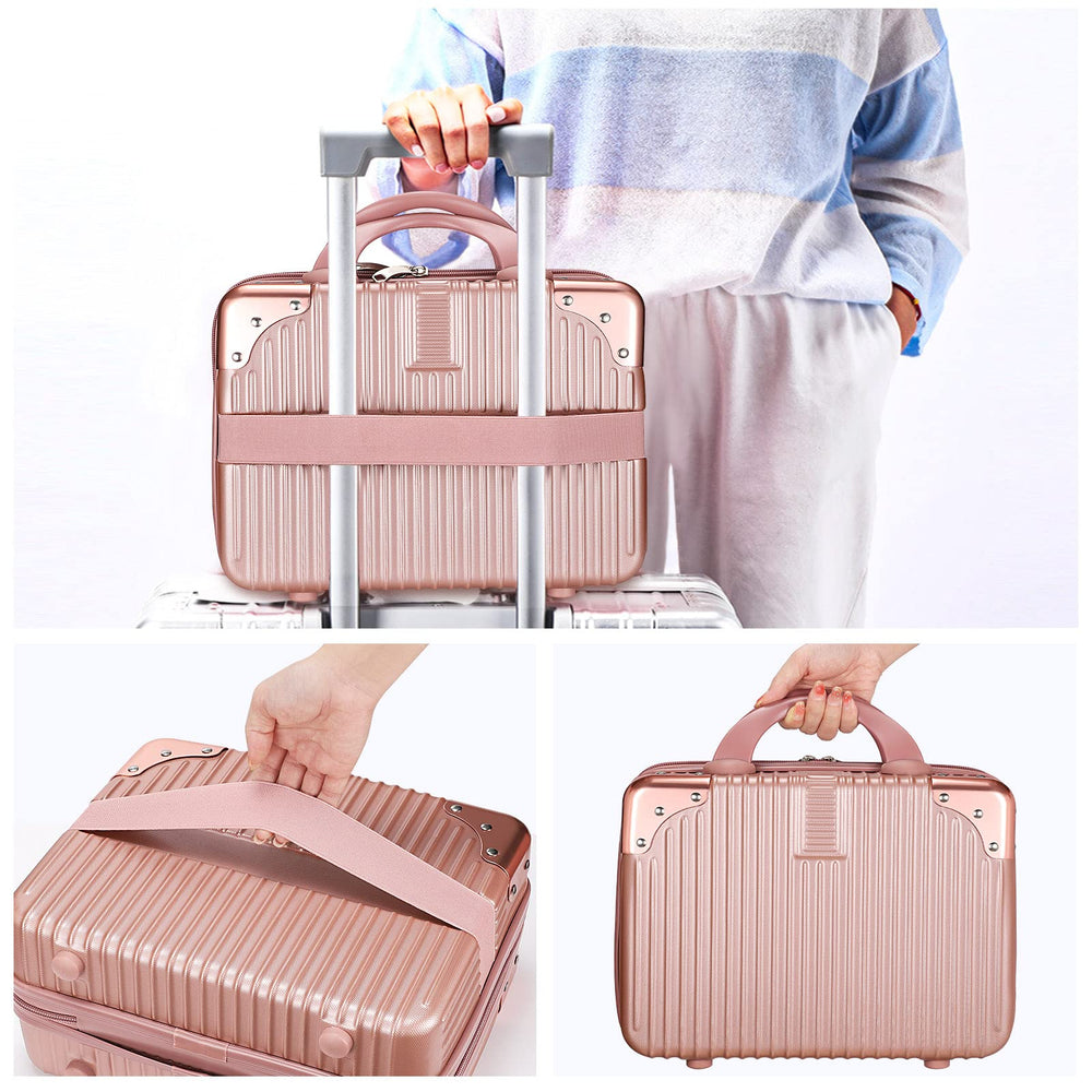 Noverlife rose gold makeup case front view adds elegance to any bag.
