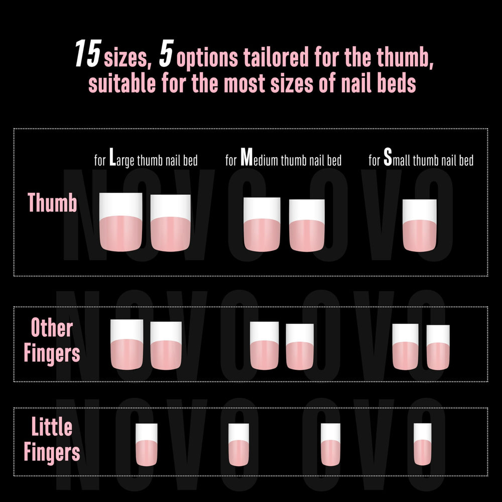 Novo OVO 15 sizes with 240 pcs fit many nail beds