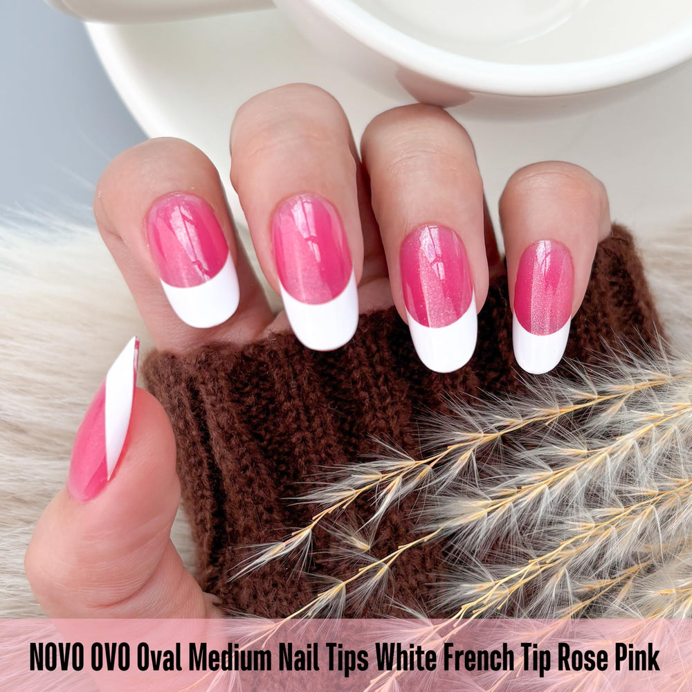 NOVO OVO 15 sizes of rose pink oval nail tips for a perfect fit