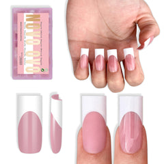 NOVO OVO Berry Pink medium sharp square nail tips for quick at home French manicure