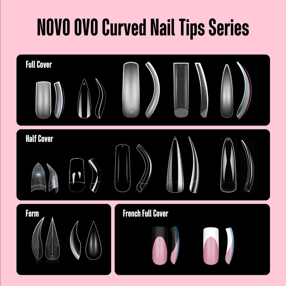 NOVO OVO clear pre-etched French nails for quick, clean prep.