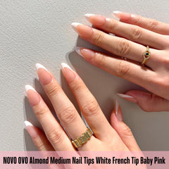 NOVO OVO detailed close-up almond nail tips