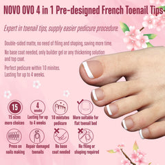 NOVO OVO pedicure tips ready for quick application with gel or glue.