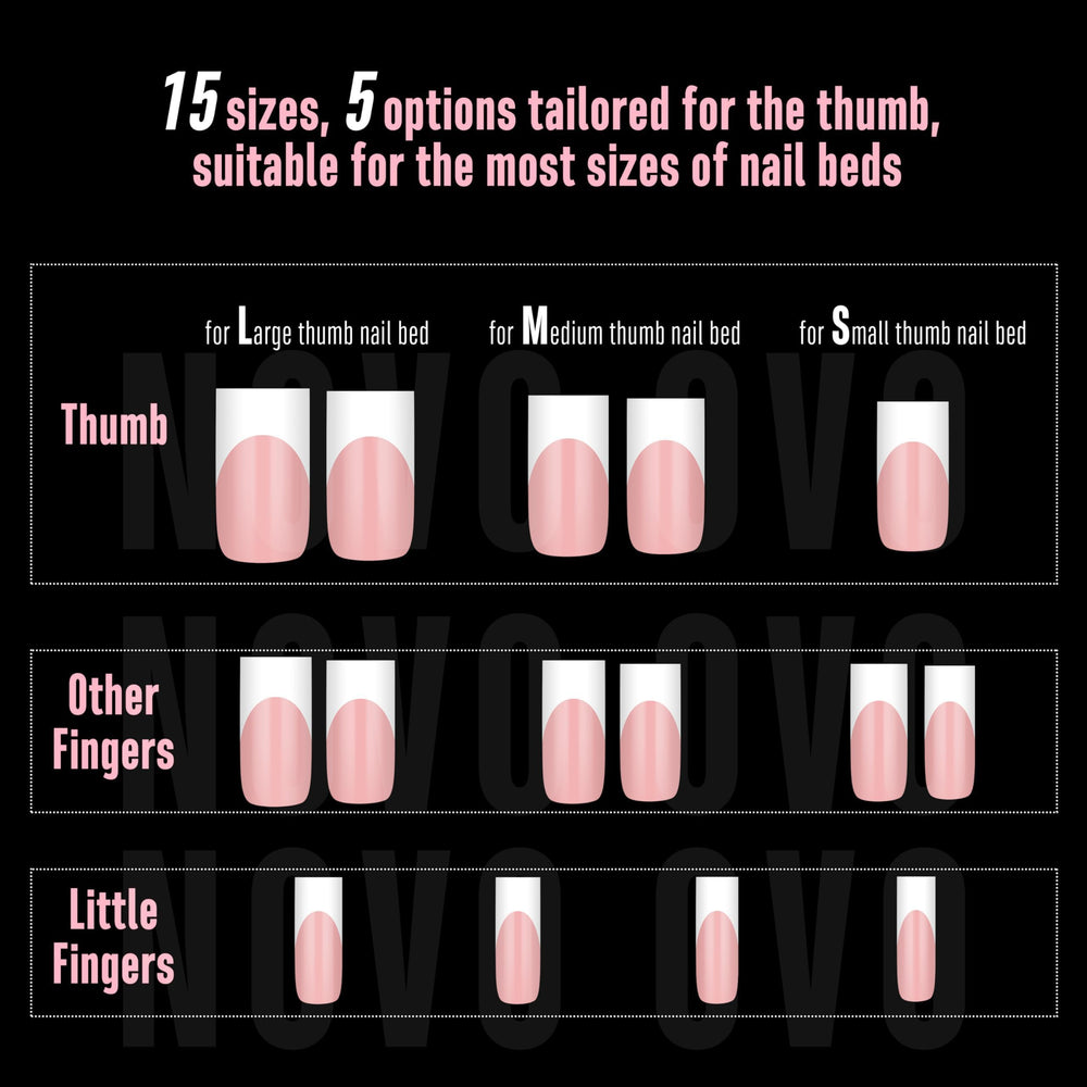 NOVO OVO full-cover nail tips in multiple shapes for creative designs
