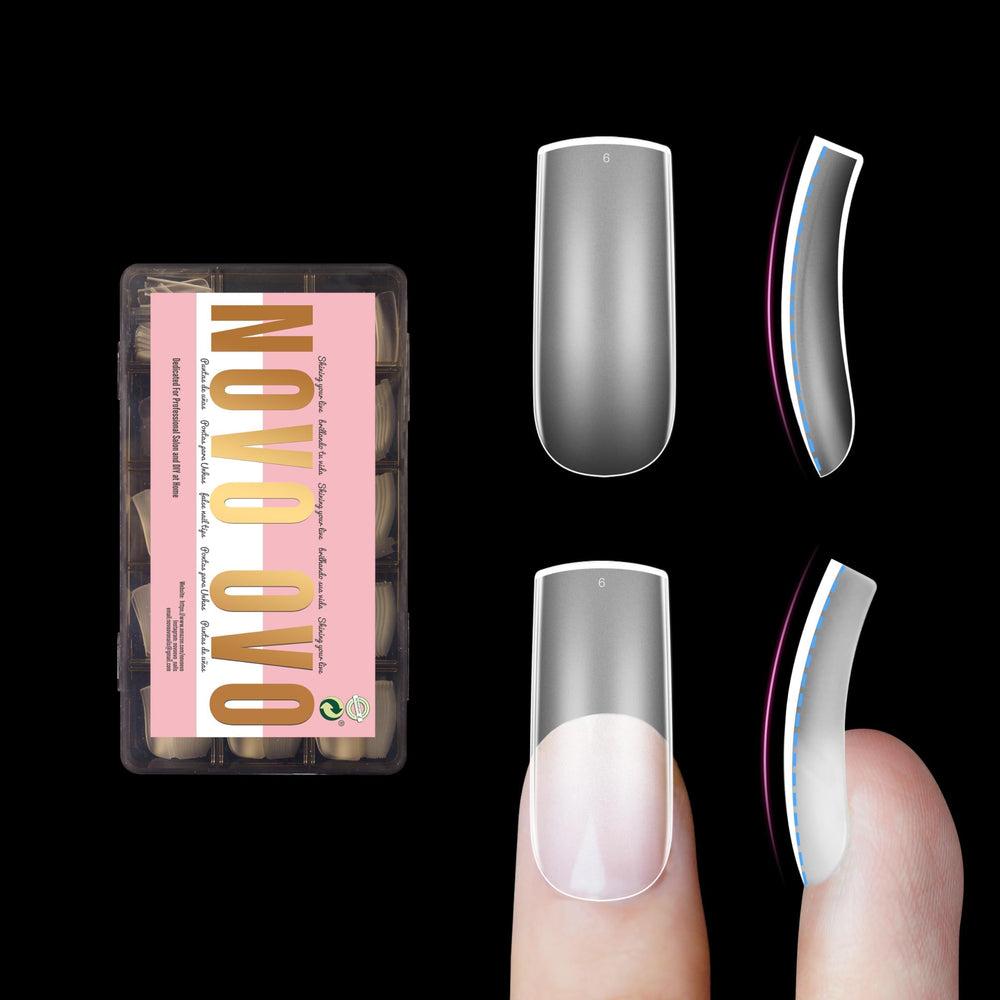 NOVO OVO Halloween full-cover nail tips seen in close-up for durable at-home manicures.