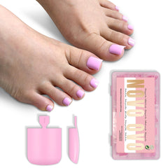 NOVO OVO pink square toe nail tips in natural pink for durable pedicure wear