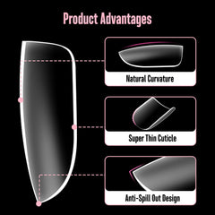 NOVO OVO PMMA clear full-cover tips deliver salon-quality durability and seamless blending.