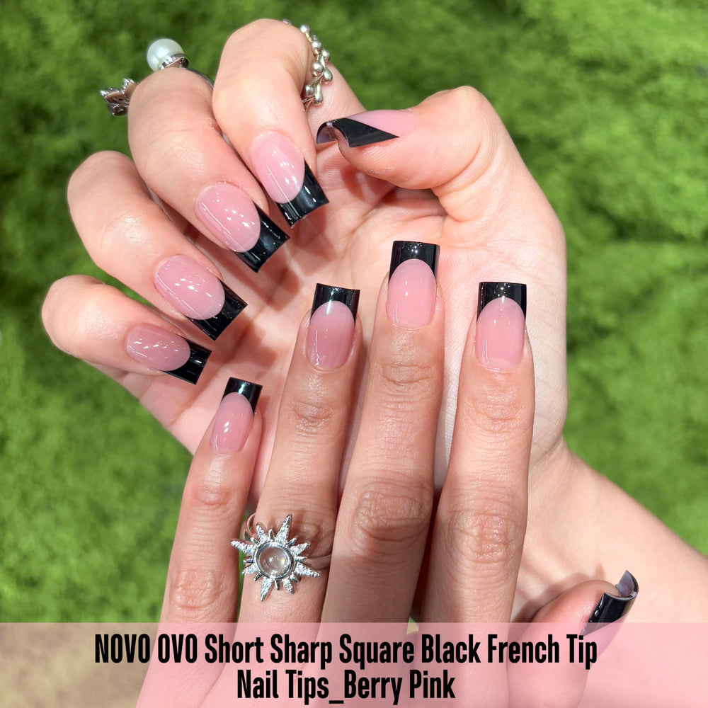 NOVO OVO pre-filed cuticle-end tips for mess-free adhesion and clean edges.