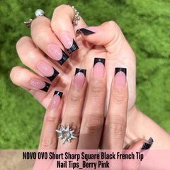 NOVO OVO pre-filed cuticle-end tips for mess-free adhesion and clean edges.