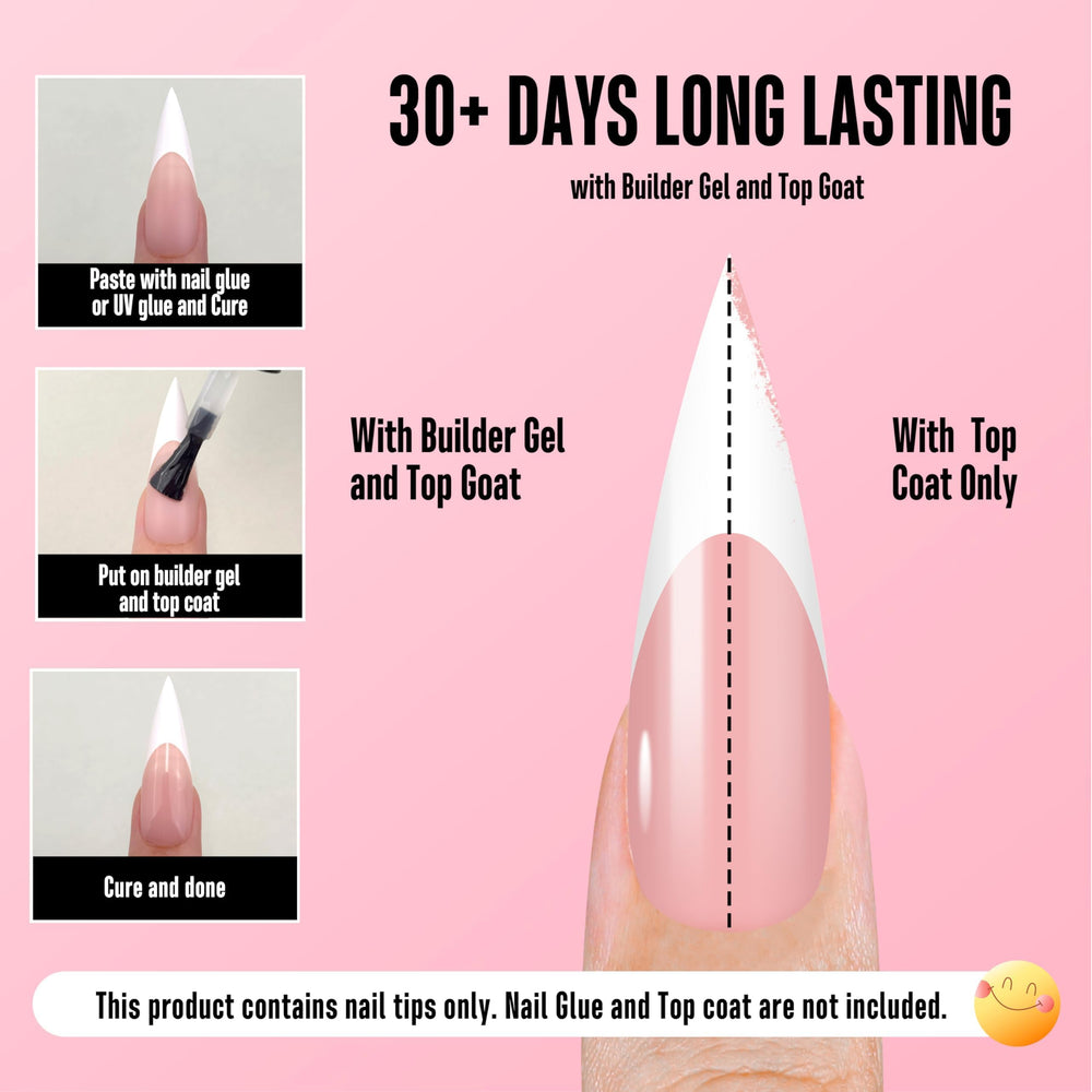 NOVO OVO premium soft gel nail tips in baby pink ready to apply.