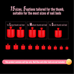 NOVO OVO Red Toe Nail Tips Square ready for glue or UV gel use