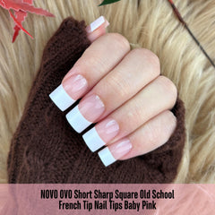 Novo OVO short sharp square tip in baby pink for quick DIY manicures