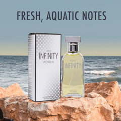 Label close-up on NovoGlow Infinity bottle showcases its elegant design