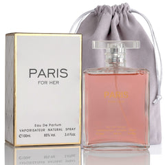 NovoGlow Paris For Her bottle front view, long-lasting daytime fragrance.