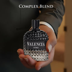 NovoGlow Valencia UOMO on model conveys versatile scent for day and night use.