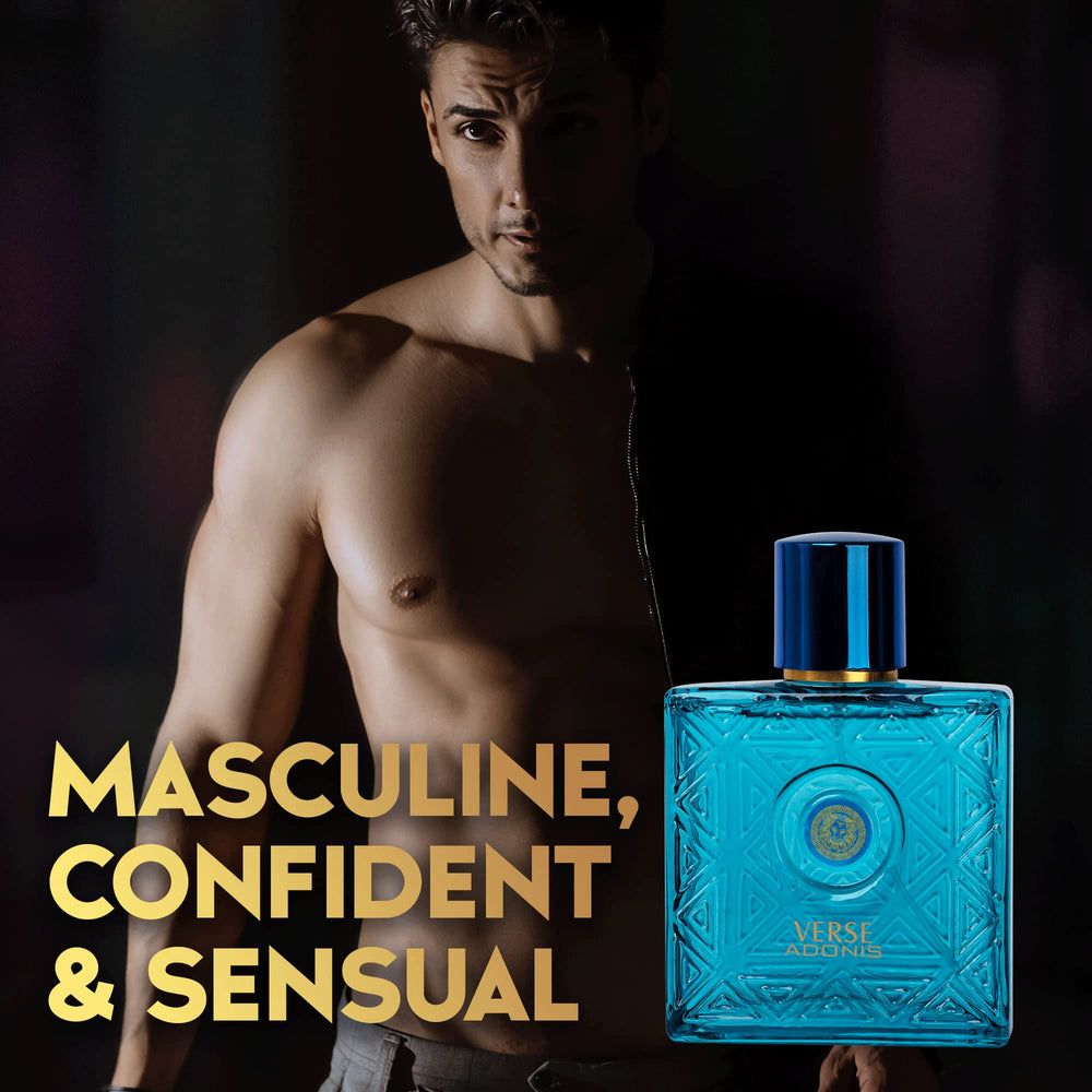 NovoGlow Verse Adonis lifestyle shot suggests versatile scent for evenings.
