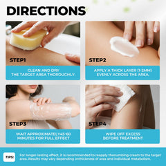 Noxdav Numbing Cream Extra Strength patch-test scene emphasizes skin safety.