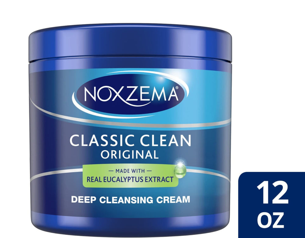 Noxzema Classic Clean shown during facial cleanse to remove surface dirt and oil.