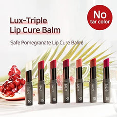 NS BEAUTY Lux Triple Lip Cure Balm swatch comparison.