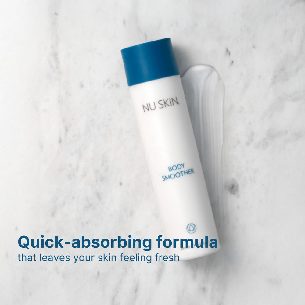 Nu Skin Body Smoother applied on damp skin locks moisture