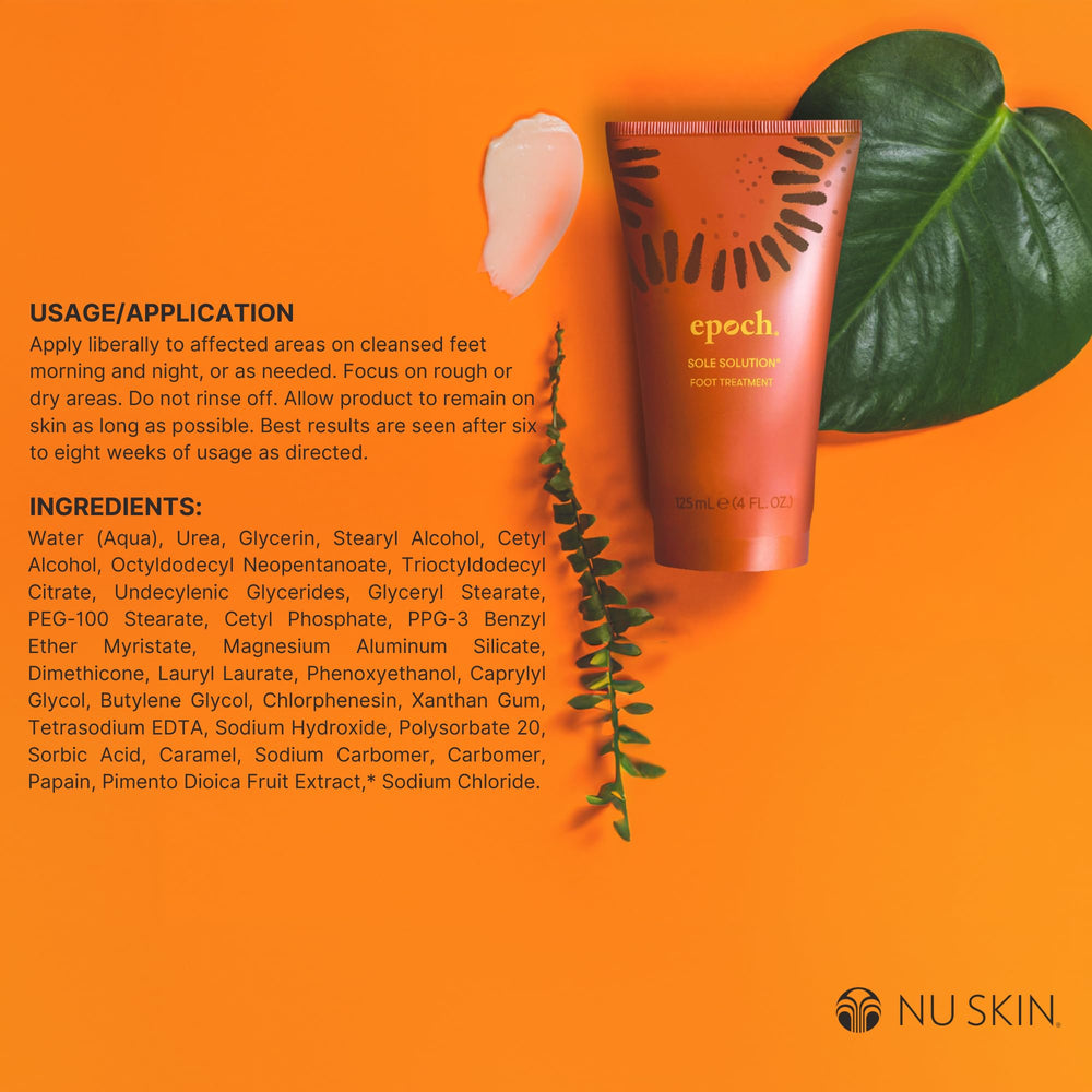 Nu Skin Epoch Sole Solution texture closeup shows rich moisturizing cream.