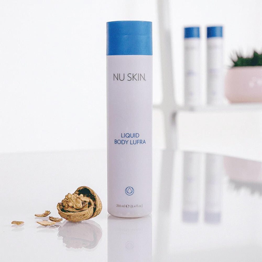 Nu Skin Liquid Body Lufra bottle display on sink