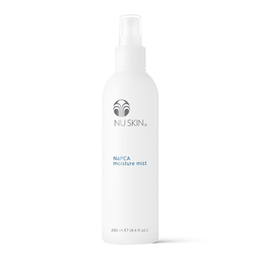 Nu Skin NaPCA Moisture Mist bottle front view for daily face and body hydration.