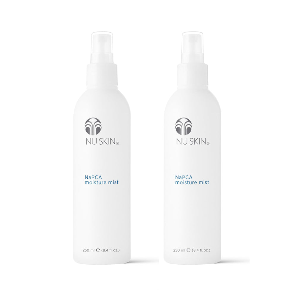 Nu Skin NaPCA Moisture Mist bottle delivering refreshing hydration for all skin types