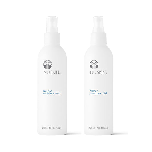 Nu Skin NaPCA Moisture Mist bottle delivering refreshing hydration for all skin types
