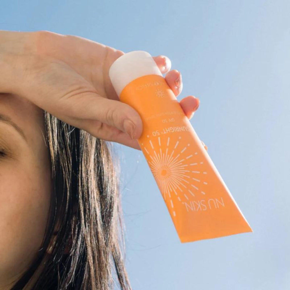 Texture close-up of Nu Skin Sunright SPF 50 with non-greasy feel