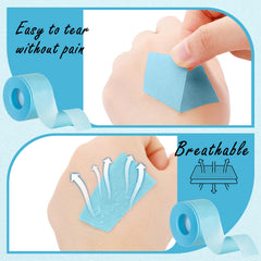 Nuanchu lash tape blue roll demonstrates easy tearing for quick lash prep.