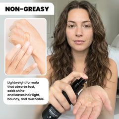 Before and after: Nubi Hair Serum delivers smoother, shinier results.