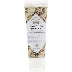 Nubian Heritage Raw Shea Hand Cream bottle provides rich hydration for dry hands.