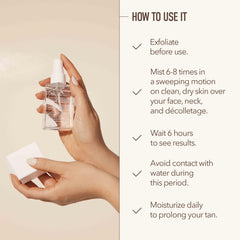Nuda CloudMist Face Tan Water hydrates with aloe vera and cucumber.