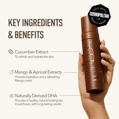 Nuda Ultra Dark BronzeFoam ingredients highlight coconut oil and cucumber for hydration