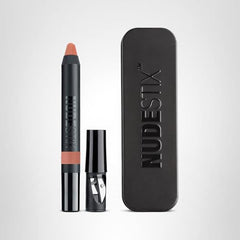 Nudestix Gel Color Lip + Cheek Balm Ally swatch with a rich, glassy shine.