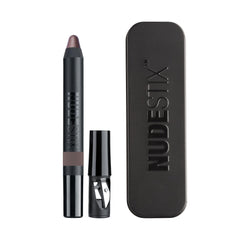 Nudestix Magnetic Luminous Eye Color Bright Eyes swatch shows champagne shimmer with long wear.