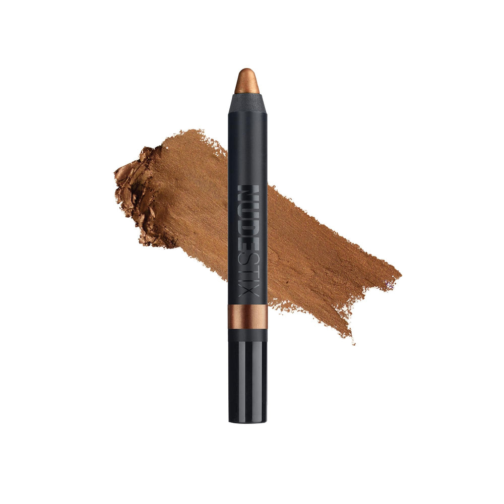 Nudestix Magnetic Luminous Eye Color Burnish swatch reveals bronze shimmer for all-day glow