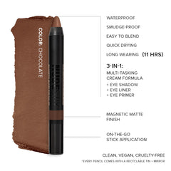 Nudestix Magnetic Matte Eye Color Chocolate primer-base shows multi-use prep for lids