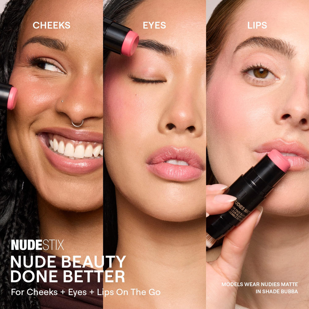 Nudestix Nudies Blush Stick recyclable tin packaging.
