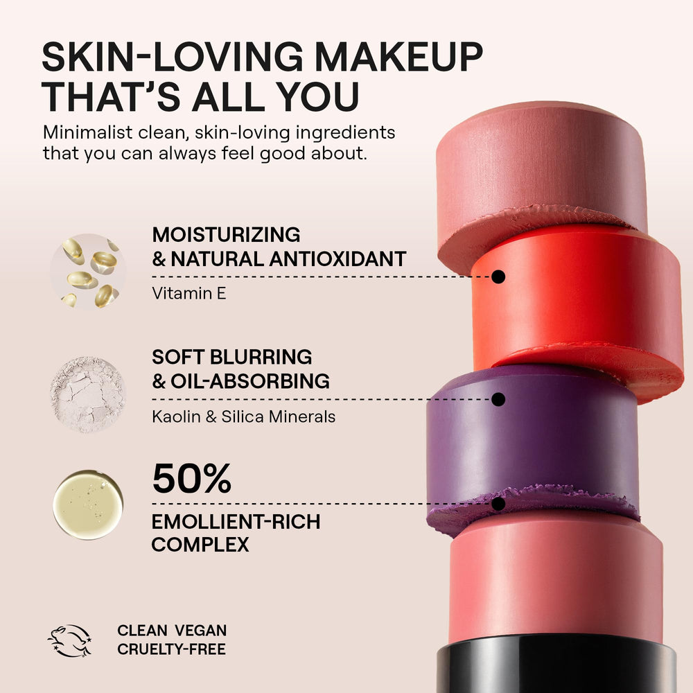 Nudestix Nudies Blush Stick soft-matte finish swatch on skin.
