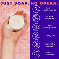 Nudy Rudy Berrylicious soap puck with sweet-tart berry freshness