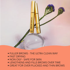 Ingredients panel of Nuele Brow Serum highlights clean beauty values.