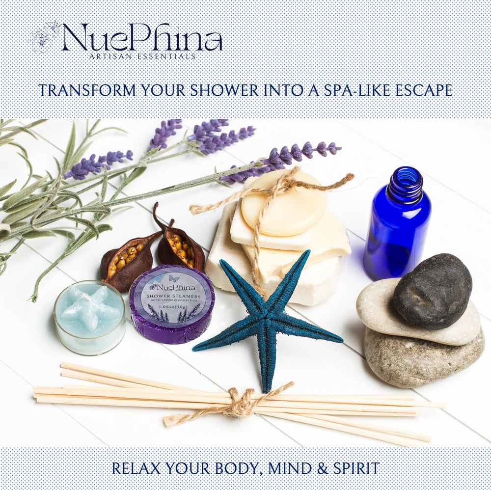 NuePhina steamers in a shower setting releasing lasting aroma.
