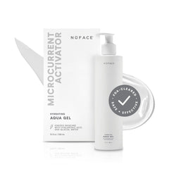 NuFACE Aqua Gel Activator bottle close-up showing hydration-ready formula