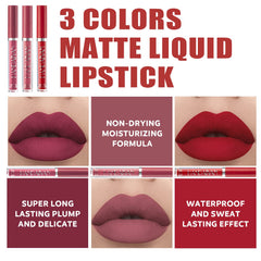NUIBO trio liquid lipsticks for long-lasting color
