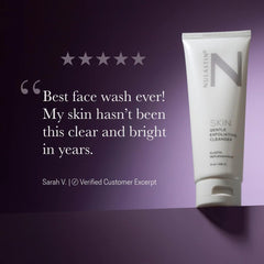 NULASTIN Gentle Exfoliating Face Wash removing makeup during cleansing.