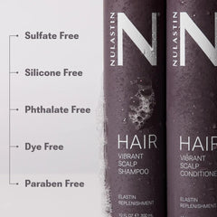 NULASTIN Vibrant Scalp Duo packaging shows coordinated wash-day routine.