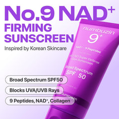 numbuzin No.9 Sunscreen dewy glow finish, ideal under makeup