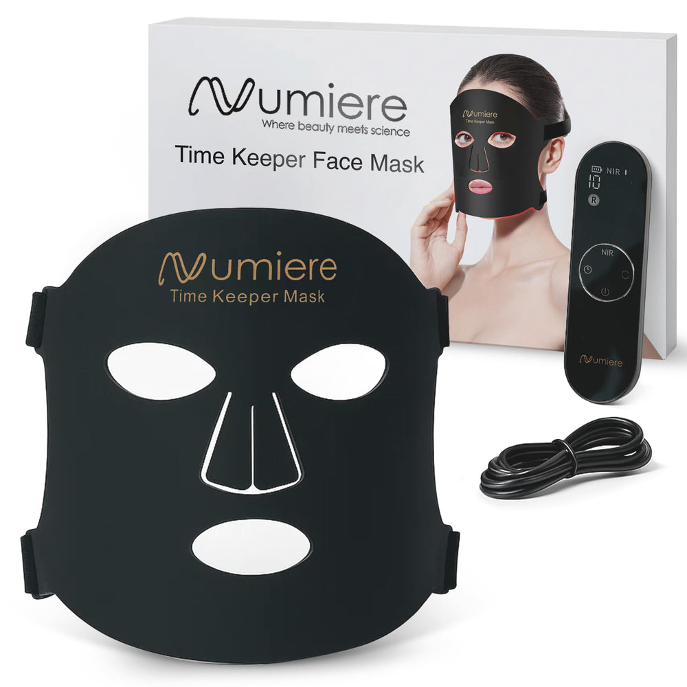 Numiere Time Keeper mask front view showing lightweight, hands-free design for at-home skincare
